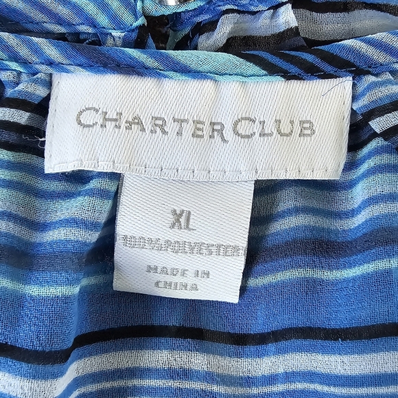 XL Charter Club Blue Striped Blouse - Picture 5 of 5